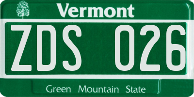 VT license plate ZDS026