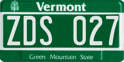 VT license plate ZDS027