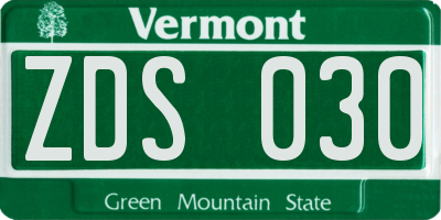 VT license plate ZDS030