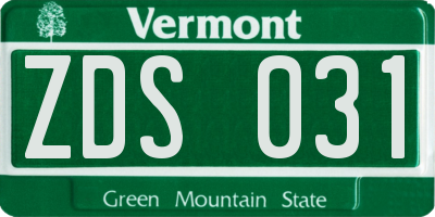 VT license plate ZDS031