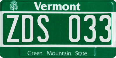 VT license plate ZDS033
