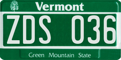 VT license plate ZDS036