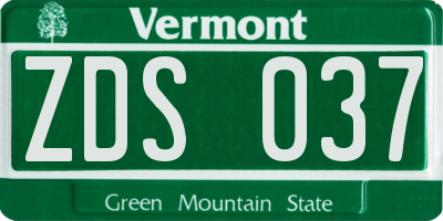 VT license plate ZDS037