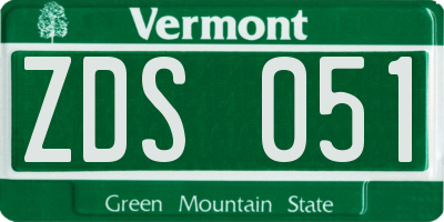 VT license plate ZDS051