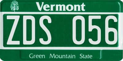 VT license plate ZDS056