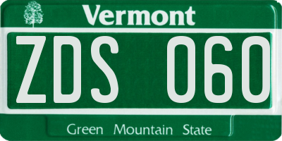 VT license plate ZDS060