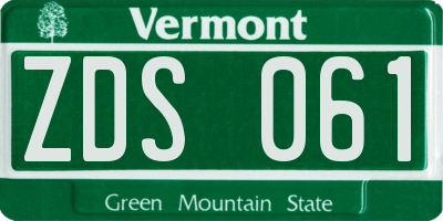 VT license plate ZDS061