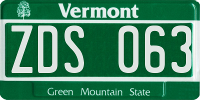 VT license plate ZDS063