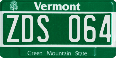 VT license plate ZDS064