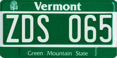 VT license plate ZDS065