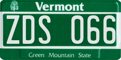VT license plate ZDS066