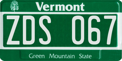 VT license plate ZDS067
