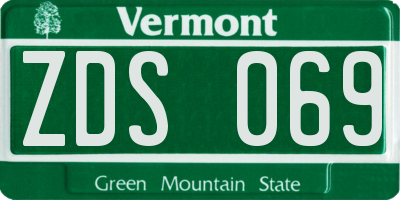 VT license plate ZDS069