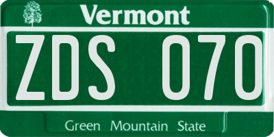 VT license plate ZDS070