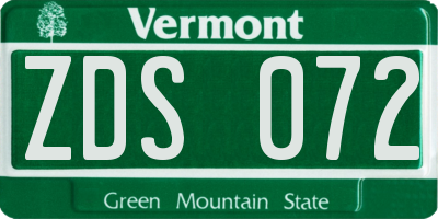 VT license plate ZDS072