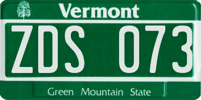 VT license plate ZDS073