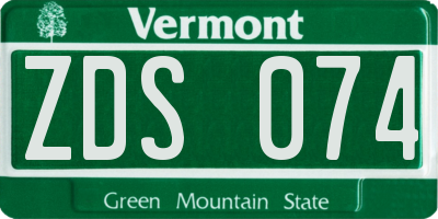 VT license plate ZDS074