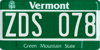 VT license plate ZDS078
