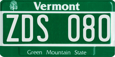 VT license plate ZDS080