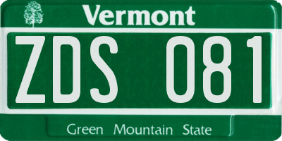 VT license plate ZDS081