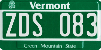 VT license plate ZDS083