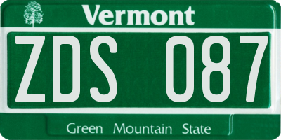 VT license plate ZDS087