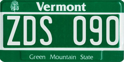 VT license plate ZDS090