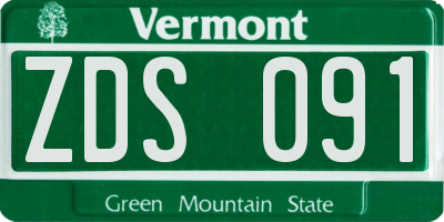 VT license plate ZDS091