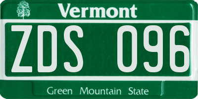 VT license plate ZDS096