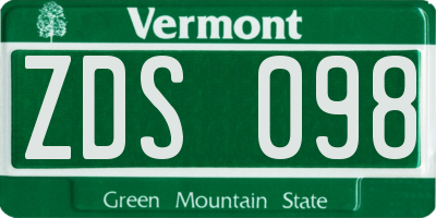VT license plate ZDS098
