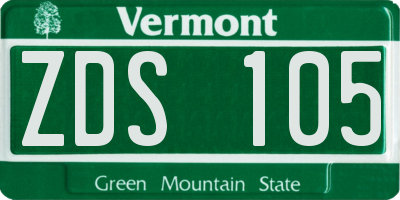 VT license plate ZDS105