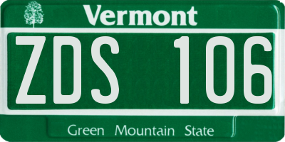 VT license plate ZDS106
