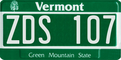 VT license plate ZDS107
