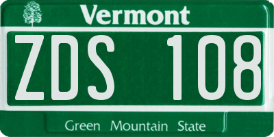 VT license plate ZDS108