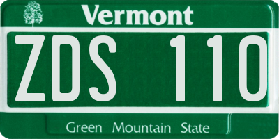 VT license plate ZDS110