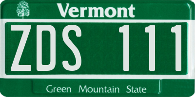 VT license plate ZDS111