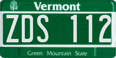 VT license plate ZDS112