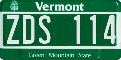 VT license plate ZDS114