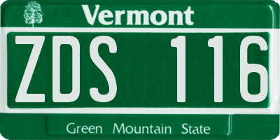 VT license plate ZDS116