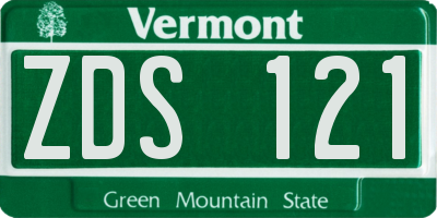 VT license plate ZDS121