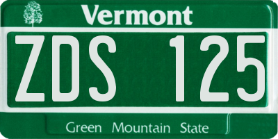 VT license plate ZDS125