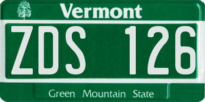 VT license plate ZDS126