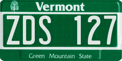 VT license plate ZDS127