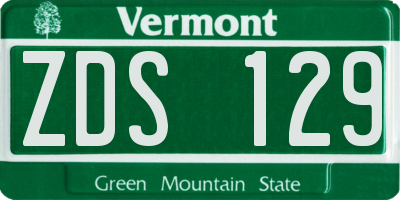 VT license plate ZDS129