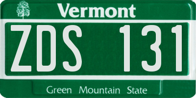 VT license plate ZDS131