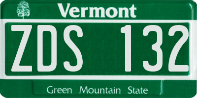 VT license plate ZDS132