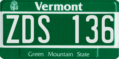 VT license plate ZDS136