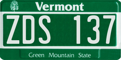 VT license plate ZDS137