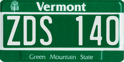 VT license plate ZDS140