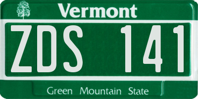 VT license plate ZDS141